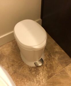 simplehuman Compact Round Bathroom Step Trash Can, 6 Liter / 1.6 Gallon, White Plastic 35 61u2Sb2YGL