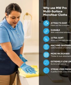 MW Pro Microfiber Cleaning Cloth | Orange (12 Pack) | Size 16" x 16" | All Purpose Microfiber Towels - Clean, Dust, Polish, Scrub, Absorbent 12 61u746q3TL 3