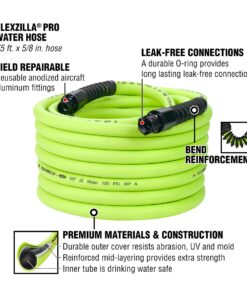 Flexzilla Pro Water Hose with Reusable Fittings, 5/8 in. x 75 ft., Heavy Duty, Lightweight, Drinking Water Safe, ZillaGreen - HFZWP575-E 5/8" (inches) x 75' (feet) 6 61u8vukFh7L