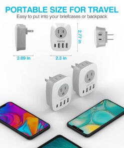 US to Japan Plug Adapter, VINTAR 2 Prong to 3 Prong Outlet Adapter with 2 AC Outlets, 3 USB and 1USB-C Ports, Japan Travel Power Adapter for USA to Japan China Canada Philippines, Type A, 1-Pack 12 61u9NcIaufL