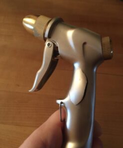 ESOW Garden Hose Nozzle, 100% Heavy Duty Metal Spray Gun with Full Brass Nozzle, 4 Watering Patterns Watering Nozzle- High Pressure Pistol Grip Sprayer for Watering Plants, Car Wash and Showering Dog Bullet Modelling Silver 23 61uBLpjNplL