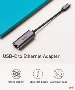 USB C to Ethernet Adapter, uni RJ45 to USB C Thunderbolt 3/Type-C Gigabit Ethernet LAN Network Adapter, Compatible for MacBook Pro 2020/2019/2018/2017, MacBook Air, Dell XPS and More - Gray Grey-USB C 27 61uCkQyLRTL