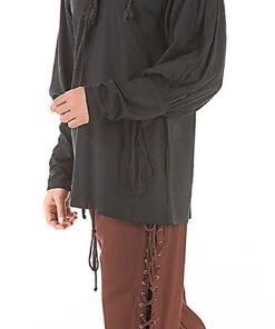 ThePirateDressing Medieval Renaissance Pirate Cosplay Costume Mens Lace-Up Pants Large Chocolate Rayon Fabric (Design# 1122) 6 61uD71cCqgL