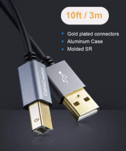CableCreation Long USB Printer Cable 10 Feet, USB 2.0 Printer Cable to Computer, USB A to B Printer Cord for HP, Brother, Epson, Canon, Piano, Dac, Aluminum Case, Space Gray 3m 10FT 1 22 61uEppA7wSL