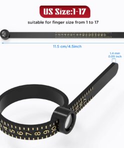 Dowsabel Ring Sizer Measuring Tool, Reusable Finger Size Measuring Tape with Magnified Glass, Clear and Accurate Jewelry Sizing Tool 1-17 USA Rings Size,White White 11 61uG3 i32qL