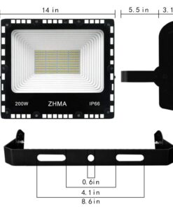 ZHMA 200W LED Flood Light Outdoor, 20000lm Super Bright Work Lights, IP66 Waterproof Security Light with Plug & Switch, 6500K White Spotlight for Garden, Yard, Garage, Basketball Court Lighting 200.0 Watts 11 61uGFpEqKhL