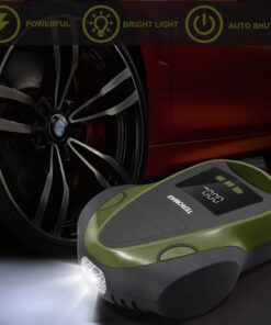 TEROMAS Portable DC/AC Tire Inflator Air Compressor for Car Tires 12V DC and Other Inflatables at Home 110V AC, Digital Electric Tire Pump with Pressure Gauge (Green) Green 19 61uGtjUH2YL