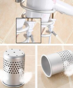 Cavoli Hair Blow Dryer Holder Wall Mounted,Space Aluminum, Nail free glue/Drilling screw, Bathroom Hanging Rack Organizer with 2 Cups double-cup 24 61uIHYRyrOL