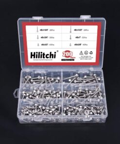 Hilitchi 410 Stainless Steel #8 Hex Washer Head Self Drilling Sheet Metal Tek Screws Assortment Kit Set with Drill Point, Self Driller, 200 Pieces 8 61uIzS44bL