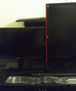 VIVO STAND-V002F Dual LED LCD Monitor Free-Standing Desk Stand for 2 Screens up to 27 Inch Heavy-Duty Fully Adjustable Arms with Max VESA 100x100mm 13" - 27" screens Black 40 61uJFRDTMSL