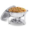 SUPER DEAL Upgraded 5 Qt Full Size Stainless Steel Chafing Dish Round Chafer Buffet Catering Warmer Set w/Food and Water Pan, Lid, Solid Stand and Fuel Holder 1