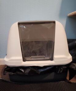 Catit Airsift Jumbo Hooded Cat Litter Pan, Warm Gray - Privacy and Easy Access for Cleaning - Ideal for Larger Cat Breeds or Multiple Cat Households 30 61uJuGsghML