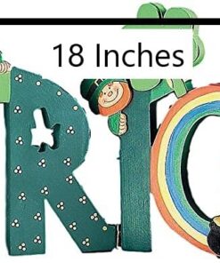 Happy St. Patrick's Wooden Screen Sign - hinged, Wood and Hand Painted - Shamrocks, Leprechauns, and Rainbows - St. Patrick's Day Tabletop Home Decor 15 61uKef4fAcL