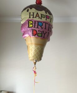 Alternative view of Ice Cream Cone Shaped Happy Birthday 33" Foil Balloon