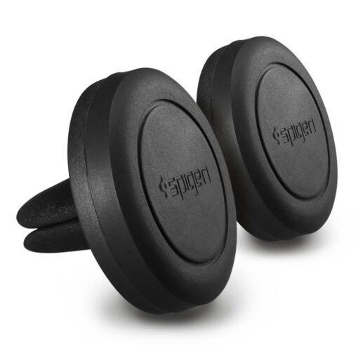 Spigen Quad Air Vent Magnetic Car Mount [2 Pack] Matte Finish Phone Cradle Holder with 4 Metal Plates - Black 2 Pack