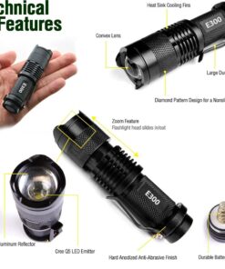Small Pocket LED Tactical Flashlights - EcoGear FX E300 - 3 Light Modes, Adjustable Zoom, Water Resistant with Attached Belt Clip - Mini EDC Flashlight That Makes Great Gifts for Men 1 PACK 17 61uOM 277WL