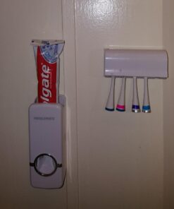 Allstar Innovations - Press 2 Paste - Hands Free Automatic Toothpaste Dispenser and Toothbrush Holder Color and Appearance May Vary 19 61uSMieMaVL