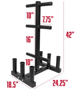 Olympic 2-inch Weight Plate Tree Rack with 6 Barbell Holders - Holds Up to 800 lbs. of Olympic Weight Plates – Workout & Lifting Equipment for Professional & Home Gym Storage Use - Assembly Required 20 61uSRwDWUNL