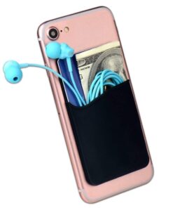 Cell Phone Card Holder for Back of Phone Case. Silicone Stick On Pocket Wallet for iPhone, Android & Other Flat Surfaces (Black 5 Pack) Black 5 Pack 13 61uSnZokevL
