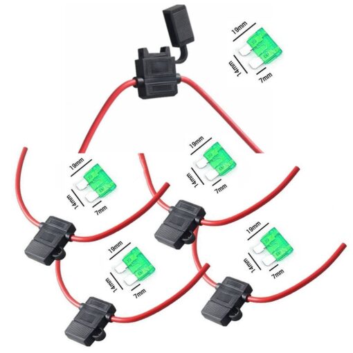 Qiorange 12 Gauge ATC Fuse Holder Box In-Line AWG Wire Copper Blade Standard Plug Socket 12V 30A (5-Pack)