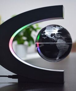Senders Floating Globe with LED Lights C Shape Magnetic Levitation Floating Globe World Map for Desk Decoration (Black-Silver) 16 61uStamW2L