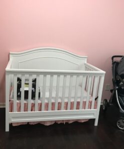 TILLYOU Pink Pleated Crib Bed Skirt for Baby Boys Girls, 100% Natural Soft Dust Ruffle, Standard Nursery Bedding Toddler Bedskirt Solid, 14" Drop Cotton 18 61uTJYtd2FL