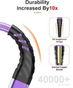 Alternative view of Long iPhone Charger Cable 6ft for [MFi Certified],(2 Pack) CyvenSmart 6 Foot Lightning Cable Fast Charging Cord 6 Feet for iPhone 11/11 Pro/11 Pro Max/XS/XS Max/XR/X/8/8 Plus/7/7 Plus-Light Purple Lavender 6 ft