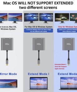 Alternative view of Selore&S-Global USB C to Dual HDMI Adapter 4K @60hz, Type C to HDMI Converter for MacBook Pro Air 2020/2019/2018,LenovoYoga 920/Thinkpad T480,Dell XPS 13/15/17,etc