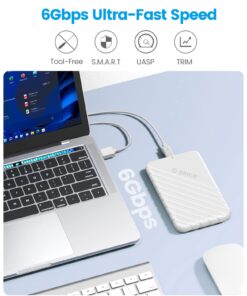 Alternative view of ORICO 2.5 inch USB C Hard Drive Enclosure USB 3.1 Gen 1 to SATA III External Hard Drive Case for SSD HDD 9.5 7mm Tool-Free with UASP, White (25PW1-C3) ORICO-25PW1-C3-WH