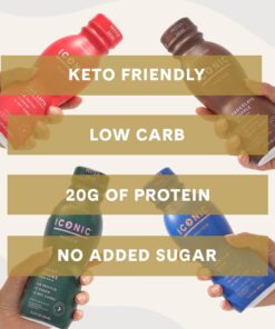Iconic Protein Drinks, Vanilla Bean (12 Pack) - Sugar Free & Low Carb - 20g Grass Fed Protein - Lactose Free, Gluten Free, Non-GMO, Kosher - Keto Friendly Protein Shakes 18 61ubKdjOhL