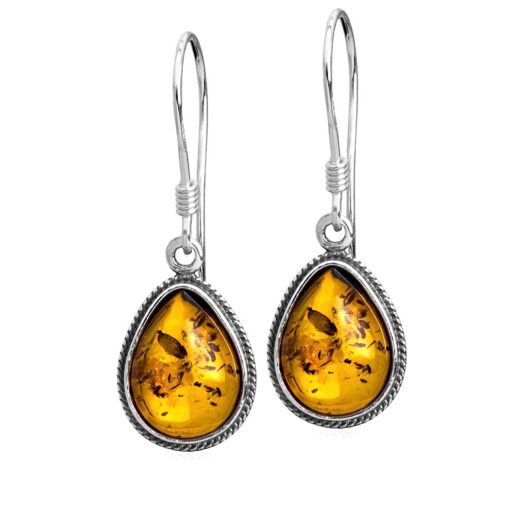 Sterling Silver Amber Classic Teardrop Earrings