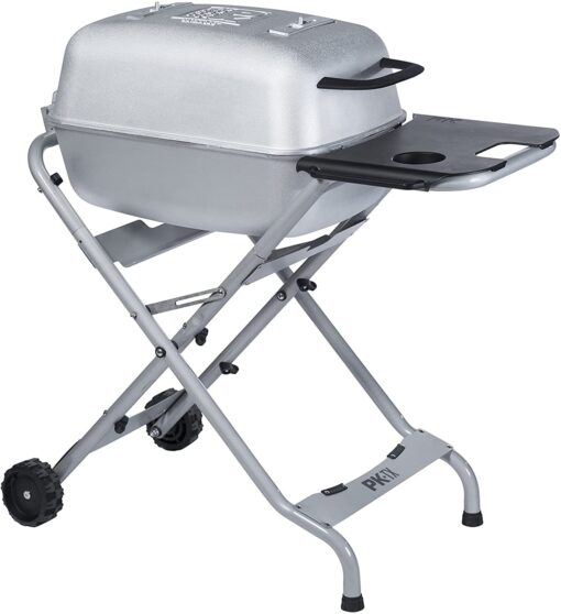 PK Grills SSB-X Original PKTX Outdoor Portable Aluminum Charcoal Grill and Smoker, Silver