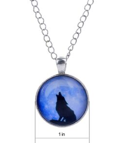 LUREME Time Gem Series Silver Tone Chain Disc Charm Necklace for Girls and Women (01002593-parent) Howl Wolf 8 61ud9ClyAL