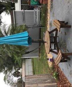 Giantex 6 Person Wooden Picnic Table Set with Wood Bench, with Umbrella Hold Design, Perfect for Outdoor Garden Yard Pub Beer Dining, Dark Brown 67"L×67" W×27.5" 32 61udAnDnMfL