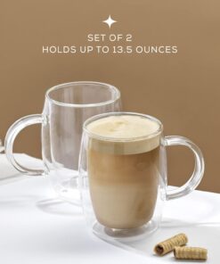 JoyJolt Double Wall Glass Coffee Mugs - 13.5oz Double Walled Glasses, Thermal Borosilicate Glass Insulated Coffee Mug. Clear Coffee Glass Cup, Cappuccino Mug, Iced Coffee Cup, Tea Mugs 32 61udXRq SL