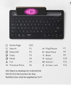 Rapoo XK100 Multi-Device Bluetooth Keyboard, Rechargeable Noiseless Portable Wireless Keyboard Connect to 3 Devices for Tablet Cellphone PC Smart TV, Compatible with Windows 7/8/10/XP Vista Linux Mac 15 61ugkUEgfzL