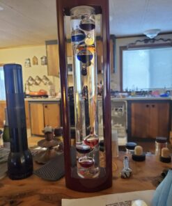 Galileo Glass Thermometer | 14.5-Inches Tall with Cherry Wood Frame | Law of Physics | Indoor Room Temperature for Home House Office Desk Counter Tabletop | Holiday Gift Present 19 61uhj c7MhL