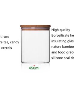 Newerlives Air Tight Storage Jar, Glass Storage Tank with a Natural Bamboo Lid, 450 ML, 650 ML, 950 ML (Bamboo, 450ML) 17 61uk4sVCyQL