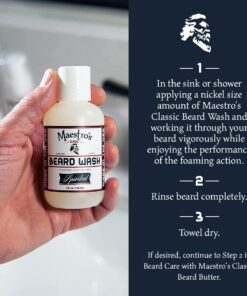 Maestro's Classic BEARD WASH | Anti-Itch, Deep Cleaning, Non-Drying, Fully Hydrating Gentle Cleanser For All Beard Types & Lengths- Spirited blend, 4 Ounce 4 Fl Oz (Pack of 1) 9 61ukQz70G L