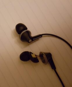 Panasonic ErgoFit Wired Earbuds, In-Ear Headphones with Microphone and Call Controller, Ergonomic Custom-Fit Earpieces (S/M/L), 3.5mm Jack for Phones and Laptops - RP-TCM125-K (Black) Black With Mic 47 61ulEN0CToL