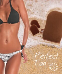 SwanMyst Self Tanning Mitt Applicator, Double Side Microfiber Sunless Tanner Glove for Flawless and Streak-free Tan, 2 Face Tan Mitts Included Brown 18 61um9mhucFL
