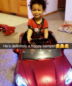 Roadster Ride On Kids Car w/Remote Control for Kids | 12V Power Battery Licensed Kid Car to Drive with 3 Speeds, LED Lights, Dining Table, Leather Seat 24 61umU0i1AL