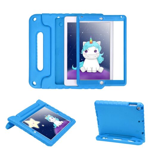 HDE Case for iPad 9.7-inch 2018 / 2017 Kids Shockproof Bumper Hard Cover Handle Stand with Built in Screen Protector for New Apple Education iPad 9.7 Inch (6th Gen) / 5th Generation iPad 9.7 - Blue