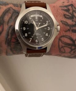 Hamilton Men's H64455533 Khaki King Series Stainless Steel Automatic Watch with Brown Leather Band 39 61uoPyY0V1L