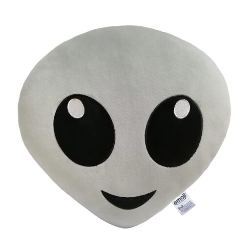 Emoji Alien Face Emoticon Cushion Stuffed Plush Soft Pillow, Official Certified, EvZ 31cm Gray