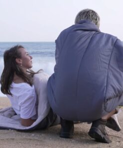 FUNDANGO 3-in-1 XL Queen Double 2 Person Sleeping Bag with 2 Pillows for Family, Couple, Adult, Oversize Lightweight Waterproof Warm Weather Sleeping Bag for Camping, Hiking, Backpacking, Blue BLACK 12 61urqR2Y1hL