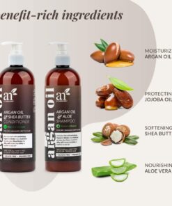 Alternative view of Argan Oil Shampoo and Conditioner Set - Sulfate-Free Formula with Nourishing Moroccan Oil and Keratin -for All Hair, Curly or Straight - Hydrate Repair and Defy Frizz for Salon-like Results! (16 Fl Oz (Pack of 2)) Argan Oil 16 fl oz pack of 2