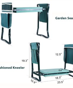 Ohuhu Garden Kneeler and Seat, Heavy Duty Garden Stool with EVA Foam Kneeling Pad, Foldable Gardening Bench with 2 Tool Pouches, 2-in-1 Portable Gardening Supplies, Idea Gifts for Women Men Seniors 39 61usEBhURKS