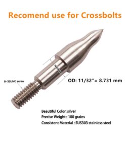 BOWCORE Premium Stainless Steel Archery Target Field Points: Screw in Bullet or Combo Field Point for Multiple Arrow Sizes - 1 Dozen 11/32"-stainless steel-combo shape 250 grains 10 61utyd8VLqL