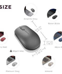 Lenovo 530 Full Size Wireless Computer Mouse for PC, Laptop, Computer with Windows - 2.4 GHz Nano USB Receiver - Ambidextrous Design - 12 Months Battery Life - Graphite Grey 16 61uzZyBQinL